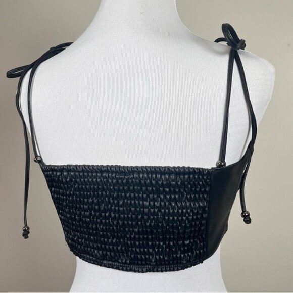 Anthropologie Pilcro Black Faux Leather Bustier Top Small - Picture 8 of 13